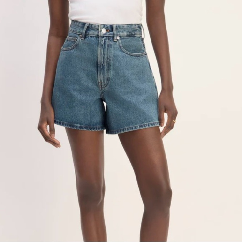 Everlane High-Rise Denim Jean Shorts - Medium Blue